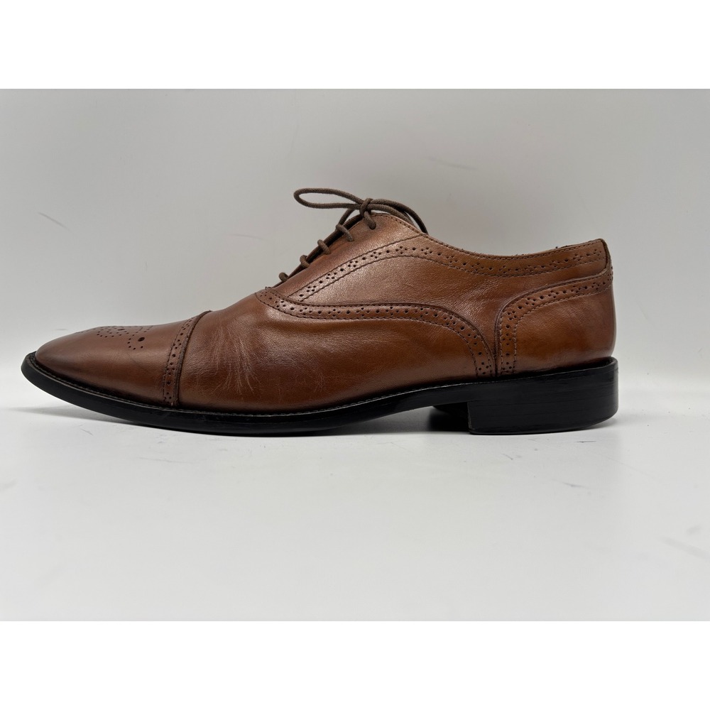 Vittorio Russo Men's Brown Leather Cap Toe Oxford Brogue Dress Shoes Italy 10½ - Picture 8 of 16